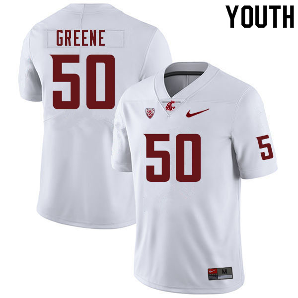 Youth #50 Brian Greene Washington Cougars College Football Jerseys Sale-White - Click Image to Close